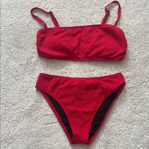 Leith High Rise Red Bikini Set w Removable Straps
